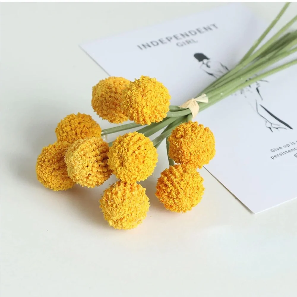 18 Pcs Artificial Billy Ball Flowers Yellow & Orange